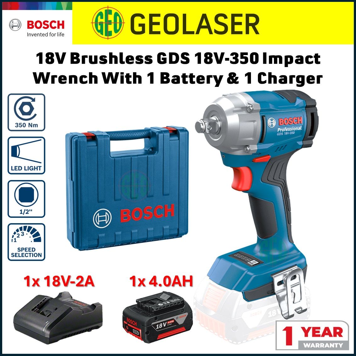 BOSCH Pro GDS 18V-350 Cordless Impact Wrench