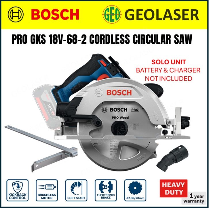 Bosch 18V PRO GKS 18v-68-2 Brushless Cordless Circular Saw - Solo 06016D00C0