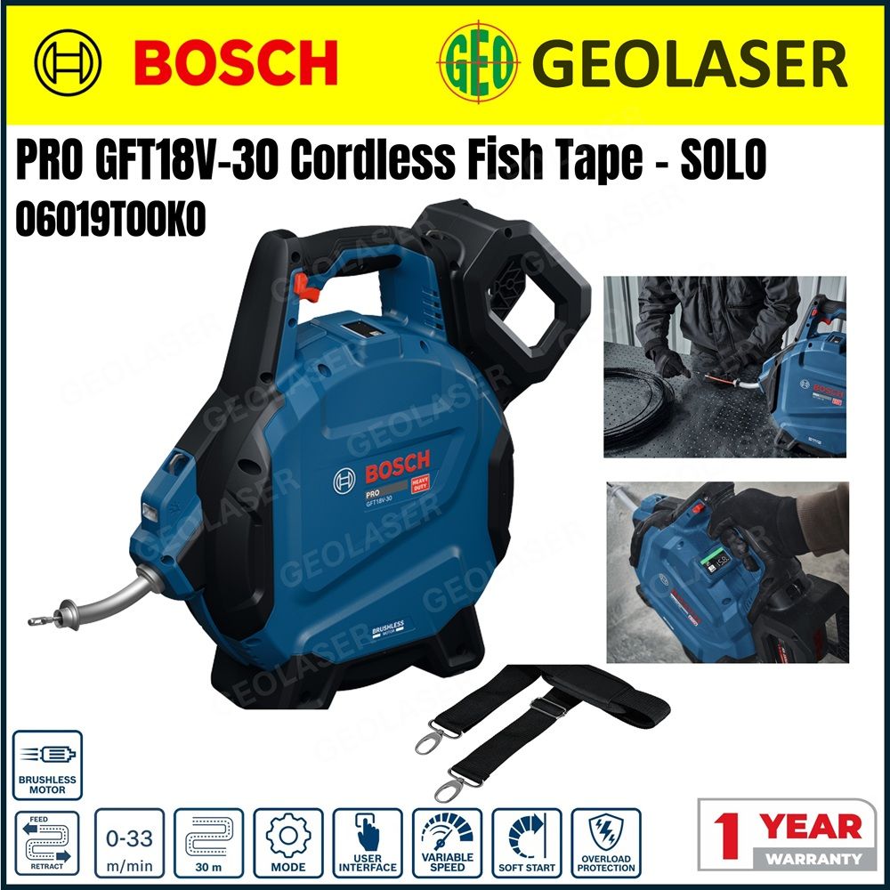 BOSCH PRO 18v GFT 18V-30 Cordless Fish Tape - SOLO 06019T00K0