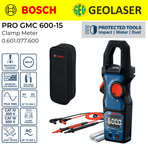 BOSCH PRO GMC 600-15 600V AC/DC Clamp Meter 0601077600