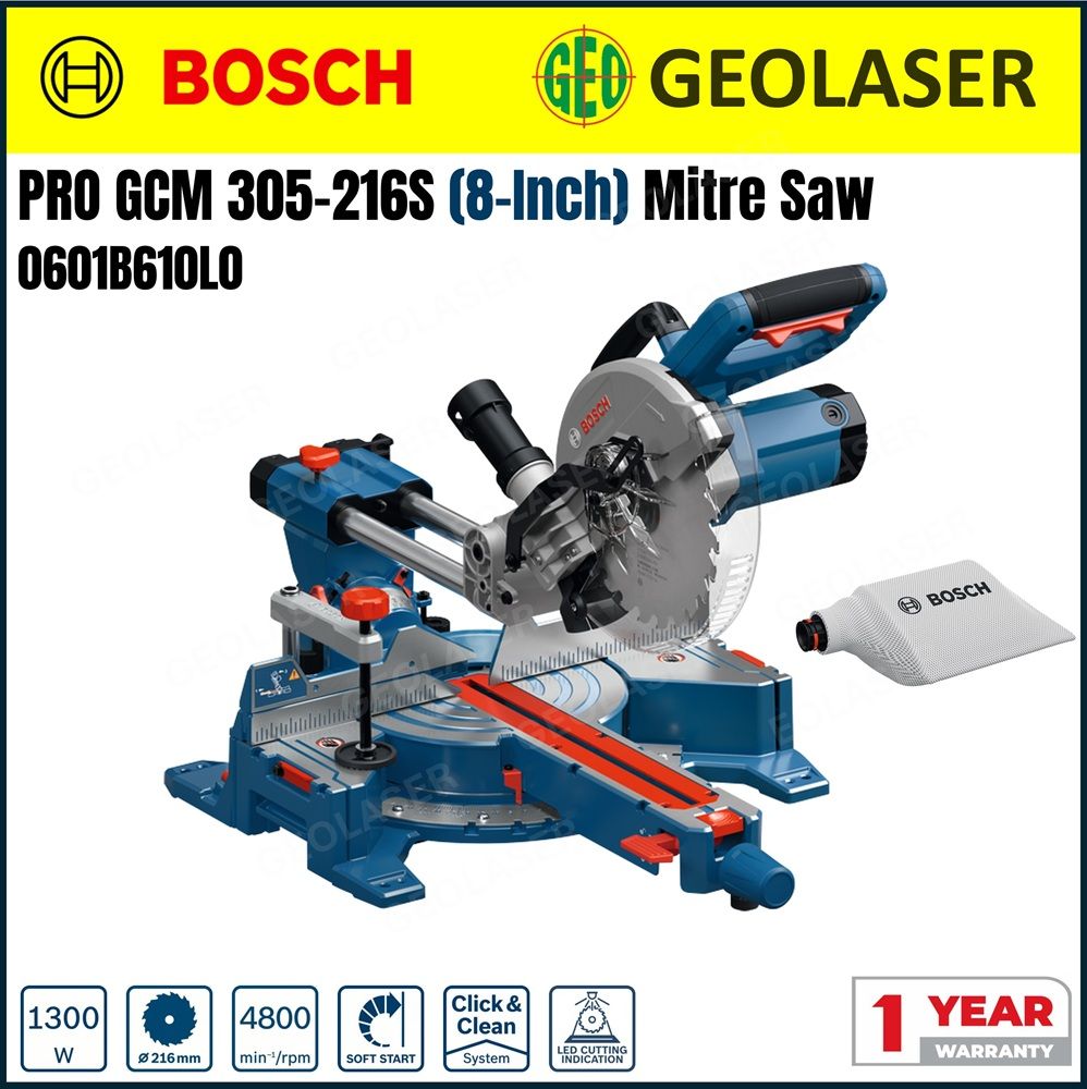 Bosch PRO GCM 305-216S (8-Inch) Mitre Saw | 1300W 0601B610L0
