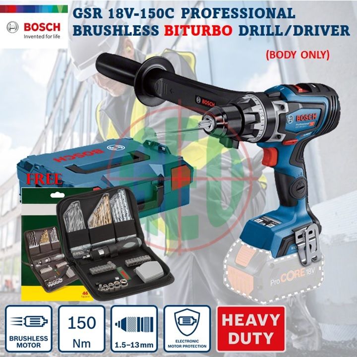 BOSCH Pro GSB 18V-150C Professional Biturbo Cordless Combi Hammer Drill/Driver - Body Only 06019J51L0