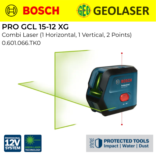 BOSCH PRO GCL 15-12 XG Combo Green Laser Level With 2 Plumb Dots 0601066TK0