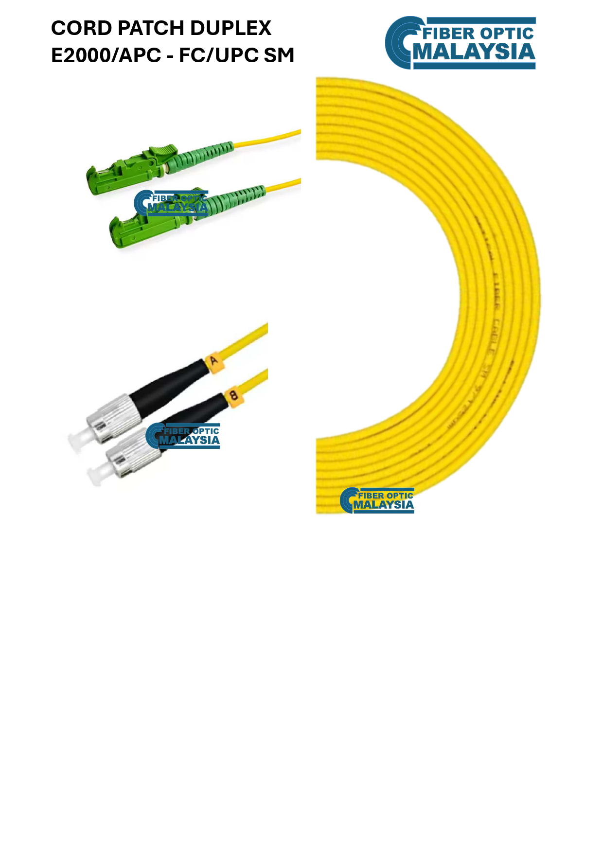 AZTEL CORD PATCH E2000/APC - FC/UPC SM 3.0MM 10M DUPLEX PATCHCORD