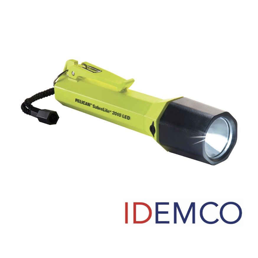 PELICAN 2010C Flashlight, Sabrelite LED Yellow, 3C Cells, Ex-Proof Class I,Ii,Iii Division 1, IECEX IA