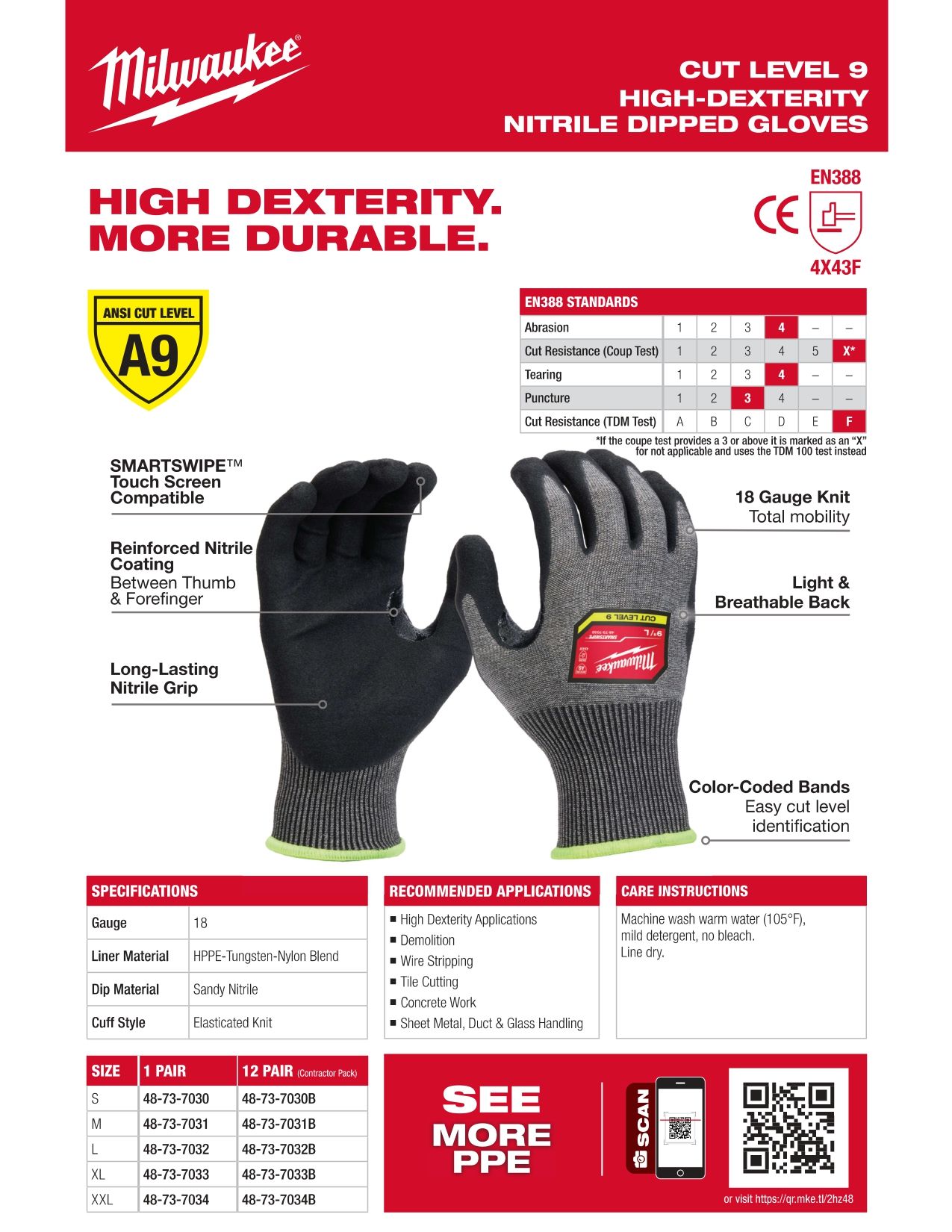Cut Level 9 High-Dexterity Nitrile Dipped Gloves