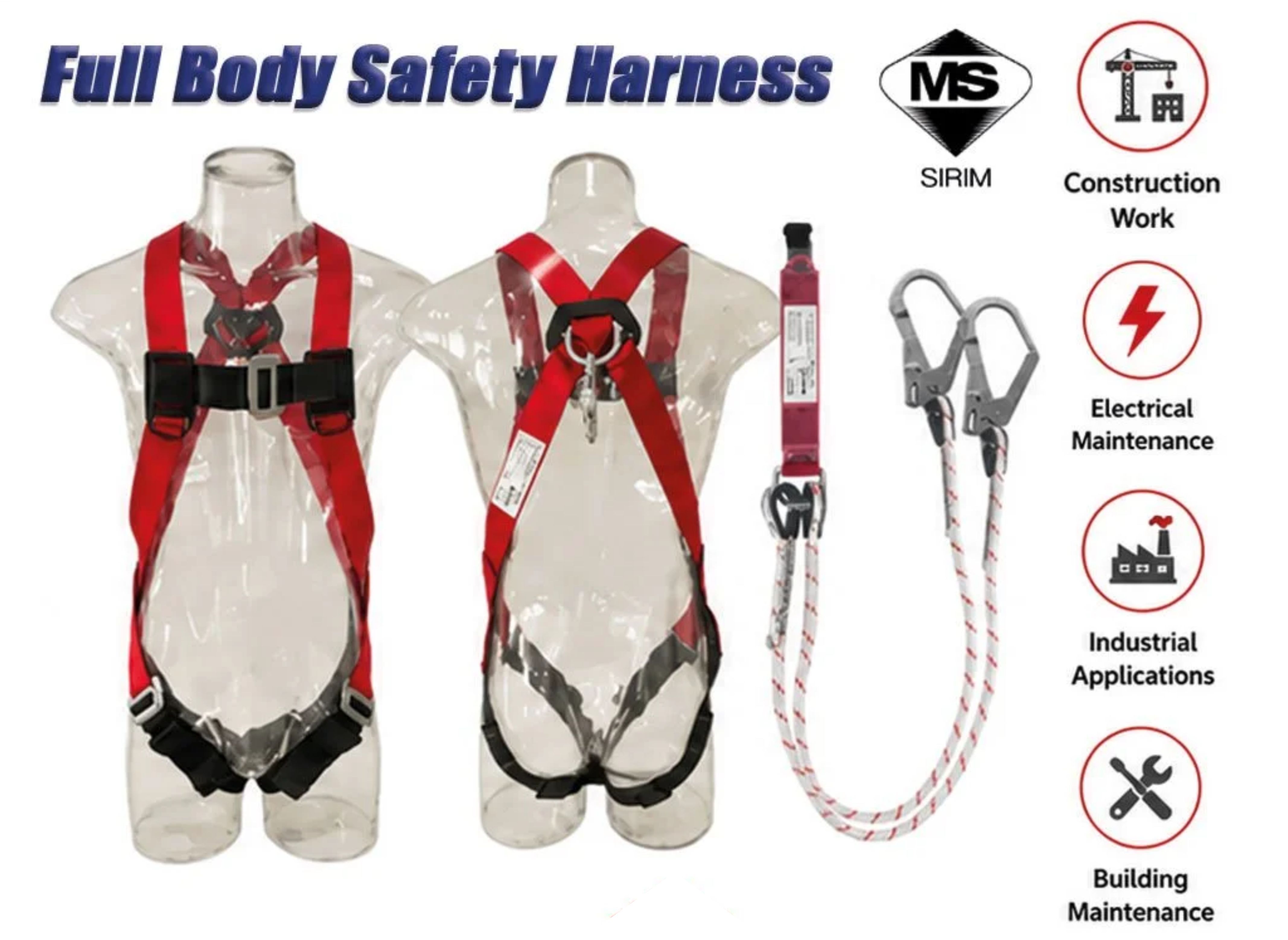 NIETZ PICASAF 680215 Hook Full Body Harness Safety Fall Protection Body Lanyard Safety Harness