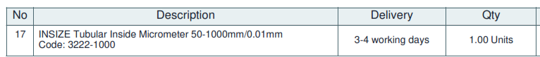 INSIZE Tubular Inside Micrometer 50-1000mm/0.01mm